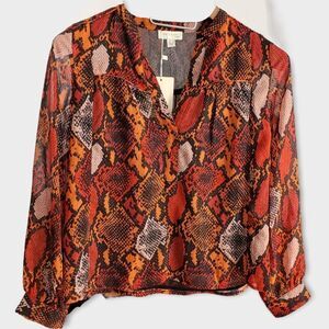 Snake Print Long Sleeve Chiffon Blouse Fall colors | See U Soon